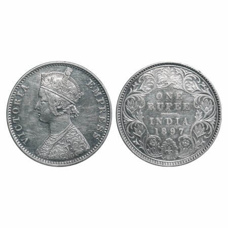 Victoria Empress, Silver, Rupee, 1897, Calcutta Mint, C3/I(i), 'C' incused. F. Prid 136. G