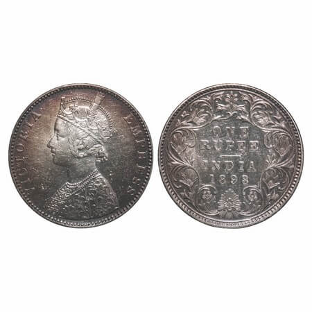 Victoria Empress, Silver, Rupee, 1898, Bombay Mint, C2/I(ii), 'B' incused. F. Prid 184. GK