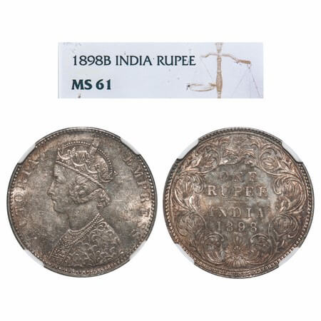 Victoria Empress, Silver, Rupee, 1898, Bombay Mint, C2/I(ii), 'B' incused. F. Prid 184. GK