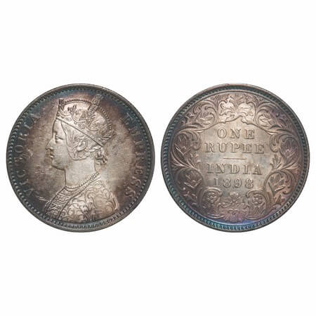 Victoria Empress, Silver, Rupee, 1898, Calcutta Mint, C3/I(i), 'C' incused, Planchet flaw 
