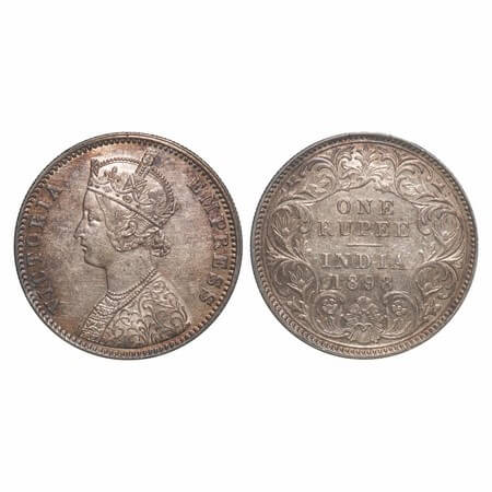 Victoria Empress, Silver, Rupee, 1898, Calcutta Mint, C3/I(i), 'C' incused. F. Prid 137. G