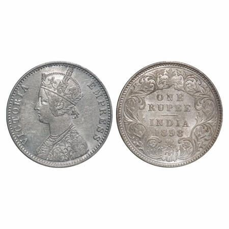 Victoria Empress, Silver, Rupee, 1898, Calcutta Mint, C3/I(i), 'C' incused. F. Prid 137. G