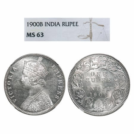 Victoria Empress, Silver, Rupee, 1900, Bombay Mint, A3(i)/I(ii), 'B' incused. F. Prid 186.
