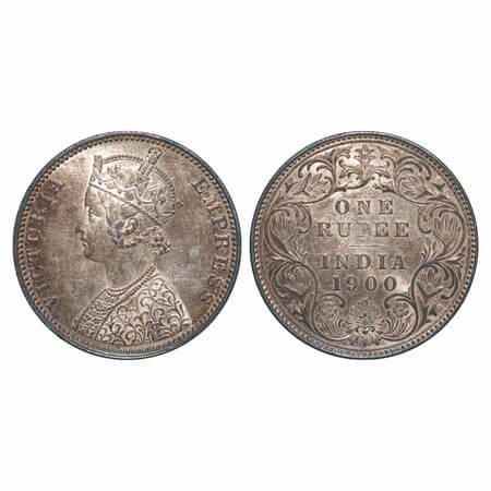 Victoria Empress, Silver, Rupee, 1900, Bombay Mint, A3(i)/I(ii), 'B' incused. F. Prid 186.