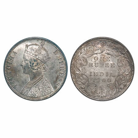 Victoria Empress, Silver, Rupee, 1900, Bombay Mint, A3(i)/I(ii), 'B' incused. F. Prid 186.