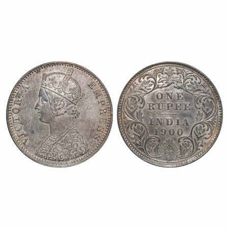 Victoria Empress, Silver, Rupee, 1900, Calcutta Mint, C3/I(i), 'C' incused. F. Prid 138. G