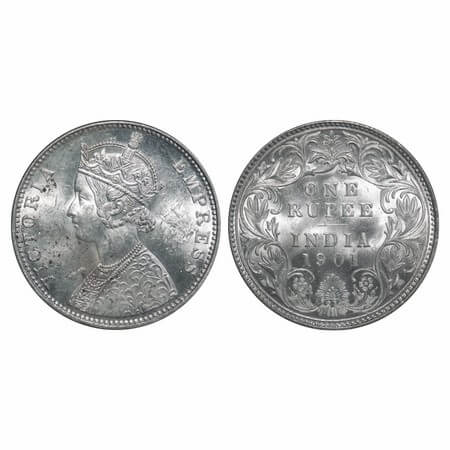 Victoria Empress, Silver, Rupee, 1901, Bombay Mint, A3(i)/I(ii), 'B' incused. F. Prid Unli