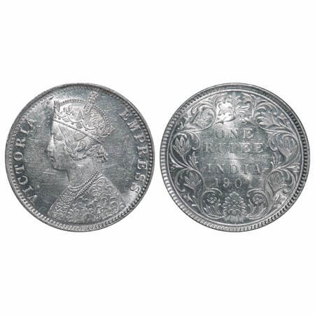 Victoria Empress, Silver, Rupee, 1901, Bombay Mint, A3(i)/I, 'B' incused. F. Prid 187. GK 