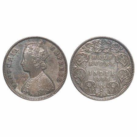 Victoria Empress, Silver, Half Rupee, 1898, Calcutta Mint, A/I, 'C' incused. F. Prid 281. 