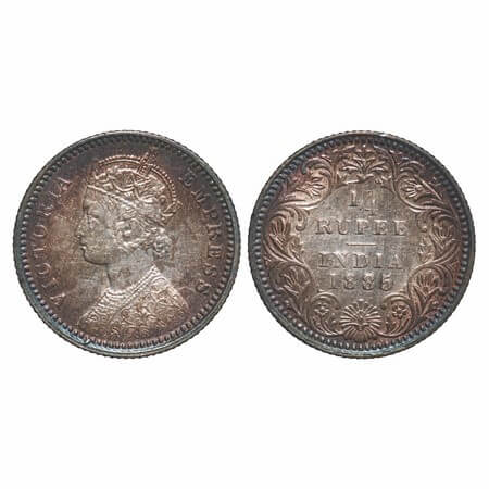 Victoria Empress, Silver, 1/4 Rupee, 1885, Calcutta Mint, C/II, 'C' incused. F. Prid 390. 