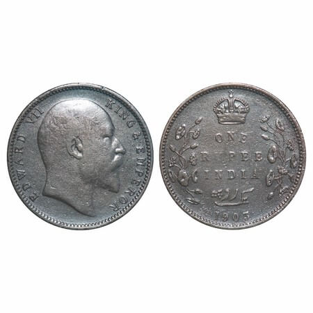 Edward VII, Silver, Rupee, 1903, Bombay Mint, 'B' raised and no dot. F. Prid 198. GK 925. 