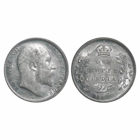 Edward VII, Silver, Rupee, 1904, Bombay Mint, 'B' incused and dot, 5 Diamonds and bottom s