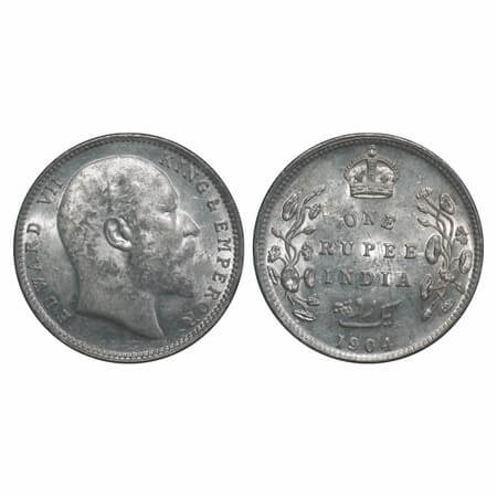 Edward VII, Silver, Rupee, 1904, Bombay Mint, 'B' incused and dot, 5 Diamonds and bottom s