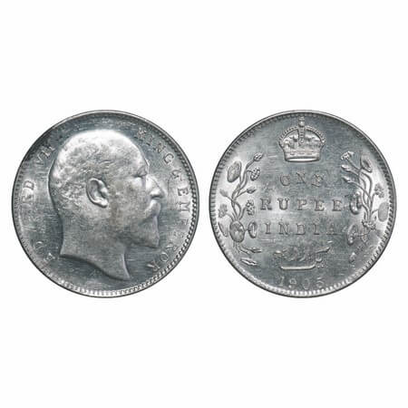 Edward VII, Silver, Rupee, 1905, Bombay Mint, 'B' incused and dot, Top stroke of numeral 5