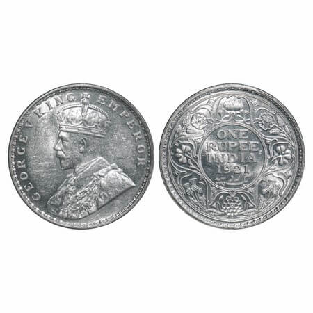 George V, Silver, Rupee, 1921, Bombay Mint, Dot, Elephant. F. Prid 227. GK 1043. Brilliant
