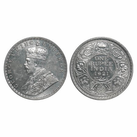 George V, Silver, Rupee, 1921, Bombay Mint, Dot, Elephant. F. Prid 227. GK 1043. Brilliant