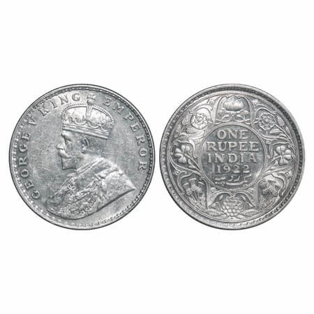 George V, Silver, Rupee, 1922, Bombay Mint, Dot, Elephant. F. Prid 228. GK 1044. Uncircula