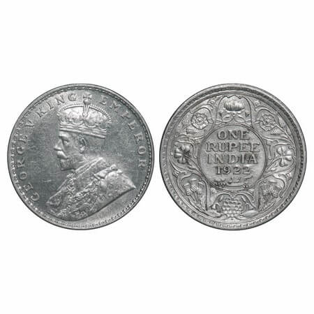 George V, Silver, Rupee, 1922, Bombay Mint, Dot, Elephant. F. Prid 228. GK 1044. About Unc