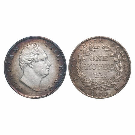 William IV, Silver, Rupee, 1835, Bombay Mint, B/II(ii), No initials, Rev aligned, Medium t