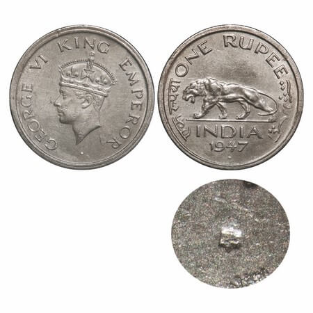 George VI, Nickel, Rupee, 1947, Bombay Mint, E/IV, Square Mint mark, Security edge. F. Pri