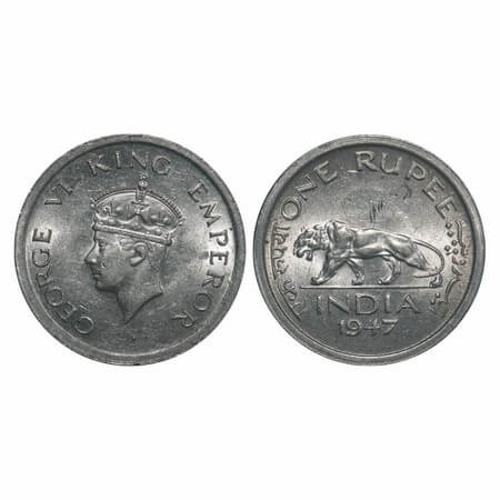 George VI, Nickel, Rupee, 1947, Lahore Mint, E/IV, No mint mark, Security edge. F. Prid 86