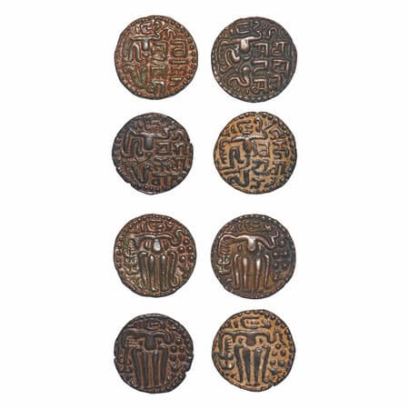Ceylon Chola, Copper, (4 coins), A group of 4 different rulers including Parakram Bahu, Li