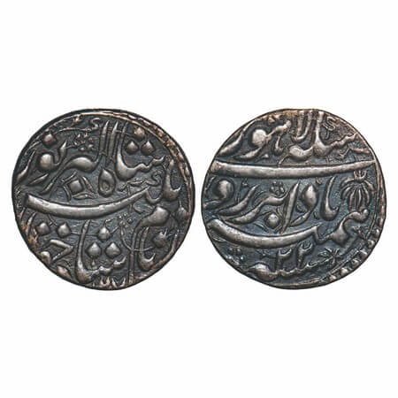 Jahangir, Silver Rupee, 11.34g, Lahore Mint, AH 1037/22 RY, Badabar Couplet, floral design