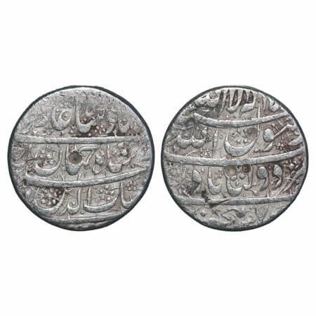 Shah Jahan I, Silver Rupee, 10.96g, Daulatabad Mint, AH 1037/Ahad (1) RY, legends in four 