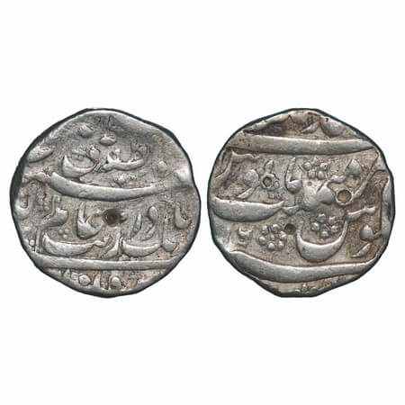 Aurangzeb, Silver Rupee, 11.38g, Ahmadnagar Mint, Muhayyi-ud-din type, 16 RY. KM 297.1. Ab