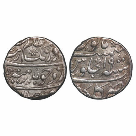 Aurangzeb, Silver ½ Rupee, 5.69g, Golkunda Mint, 19 RY. KM 293.1. About Extremely Fine, Sc