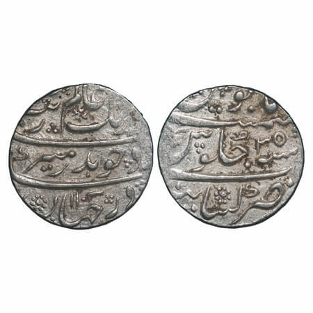 Aurangzeb, Silver Rupee, 11.56g, Khambayat Mint, AH 1103/35 RY. KM 300.51. Very Fine+, Sca