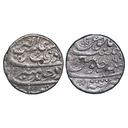 Aurangzeb, Silver Rupee, 11.45g, Tatta Mint, 6 RY. KM 300.87. About Very Fine, Very Scarce