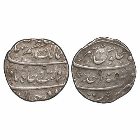 Azam Shah, Silver Rupee, 11.50g, Surat Mint, AH 1119/RY Ahad (1). Poetic couplet Ba Daulat