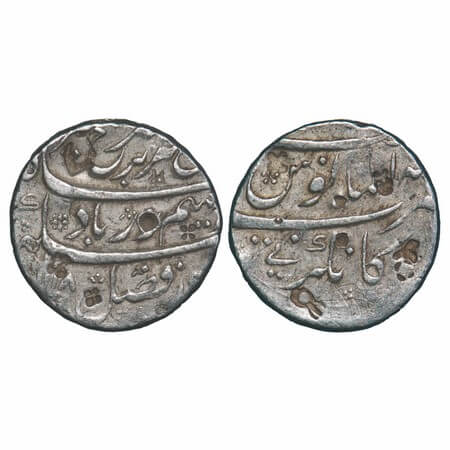 Farrukhsiyar, Silver Rupee, 11.47g, Al Manus type, Kankruti Mint, AH 1128, both side beaut