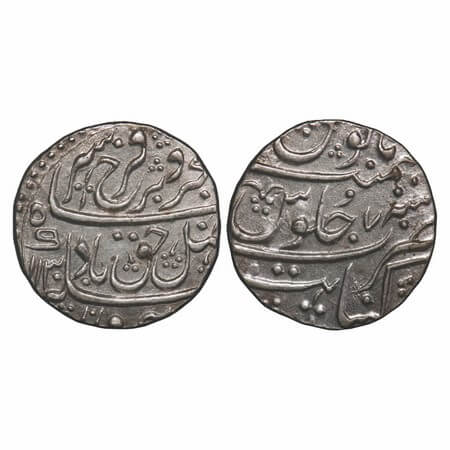 Farrukhsiyar, Silver Rupee, 10.87g (broad flan), Khambayat Mint, AH 1130/7 RY. a complete 