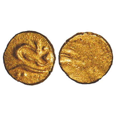 Farrukhsiyar, Gold Fanam, 0.19g, (Kharpa), Obv: Farrukhsiyar, Rev: Unclear. KM Unlisted. E