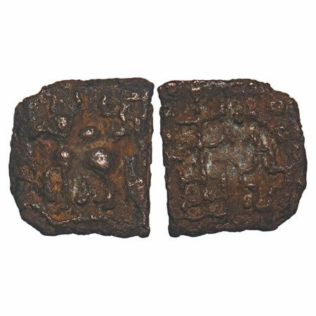 Ancient Kaushambi (Vatsa) region of UP, Cast Copper coin (c. 2nd -1st c. BC), 1.22g, 12.63