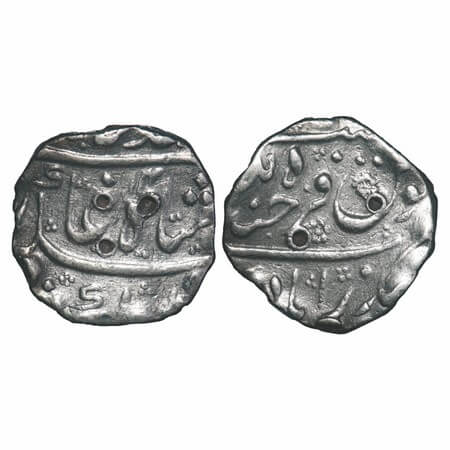 Muhammad Shah, Silver Rupee, 11.41g, Farkhanda Bunyad Hyderabad Mint, 14 RY. KM 436.26. Ve