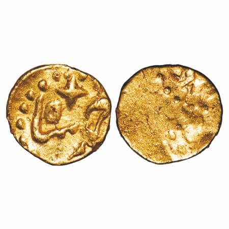 Ahmad Shah, Gold Fanam, 0.20g, (Kharpa), Obv: Ahmad Shah, Rev: Unclear. KM Unlisted. Extre