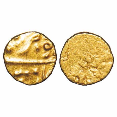 Shah Alam II/Shah Ali Gauhar, Gold Fanam, 0.19g, (Kharpa), Obv: Shah Ali Gauhar, Rev: Uncl