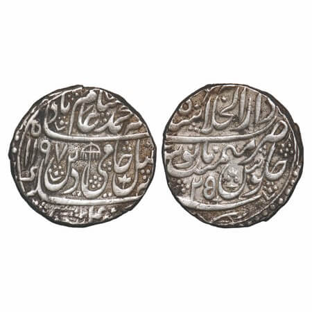 Shah Alam II, Silver Rupee, 11.11g, Shahjahanabad Dar ul Khilafat Mint, AH 1197/25 RY, wit