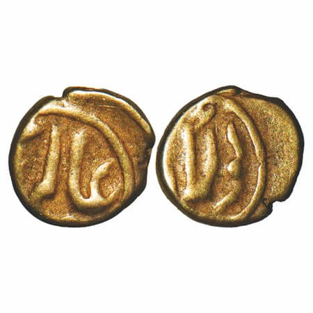 Maratha Confederacy, Gold Fanam, 0.39g, Kolar, INO Alamgir II, Obv: Alamgir, Rev: Mint. KM