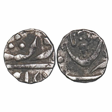 Maratha Confederacy, Silver 1/8 Rupee, 1.35g, Pune (Muhiyabad) Mint, INO Shah Ali Gauhar. 