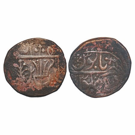 Maratha Confederacy, Copper Takka (broad flan), 15.02g, Sagar, Ravish Nagar Mint, 55 RY, I