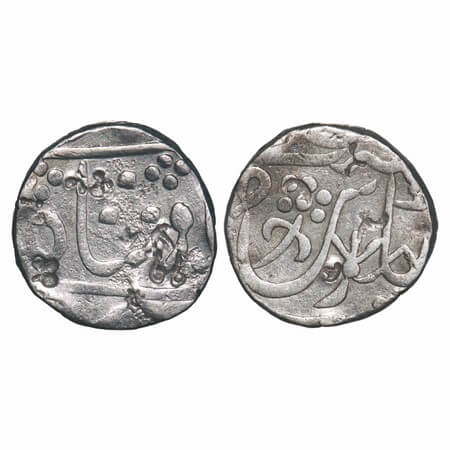 Maratha Confederacy, Silver Rupee, 11.06g, (Vaphgaon) Mint, ek boondki Rupee, two dots bel