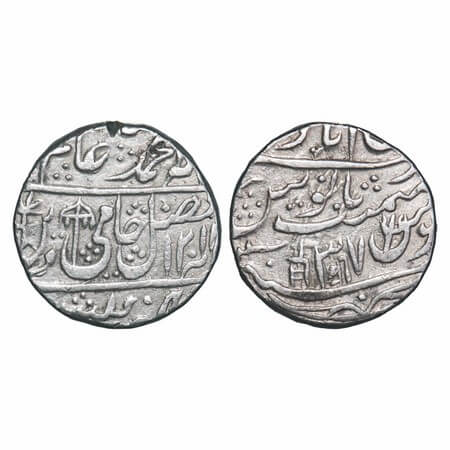 Maratha Confederacy, Silver Rupee, 10.78g, Mominabad Vrindavan Mint, INO Shah Alam II, AH 