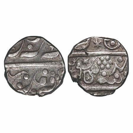 Maratha Confederacy, Silver ½ Rupee, 5.68g, (Sawantwadi) Wadi , 4x RY, INO Aurangzeb Alamg