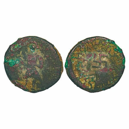 Paratarajas, Koziya (BC 270-230), Copper Drachma, 4.57g, 19.70x20.94 mm, Obv: King standin