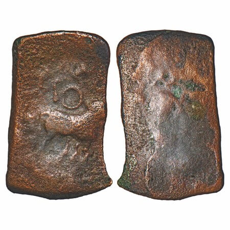 Maharathis of Vidarbha region, Pusavaruni (1st -2nd AD), Copper coin, 3.61g, 23.21x14.61 m