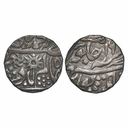 Chhatarpur, Silver Rupee, 11.18g, INO Shah Alam II, Chhatarpur Mint, 16 RY, Sun, flower on